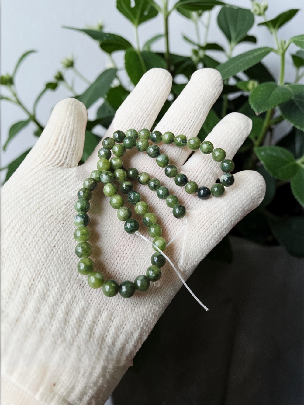 6mm Natural Green Jade Bead Strand – Polished Gemstone Beads for Jewelry Making
